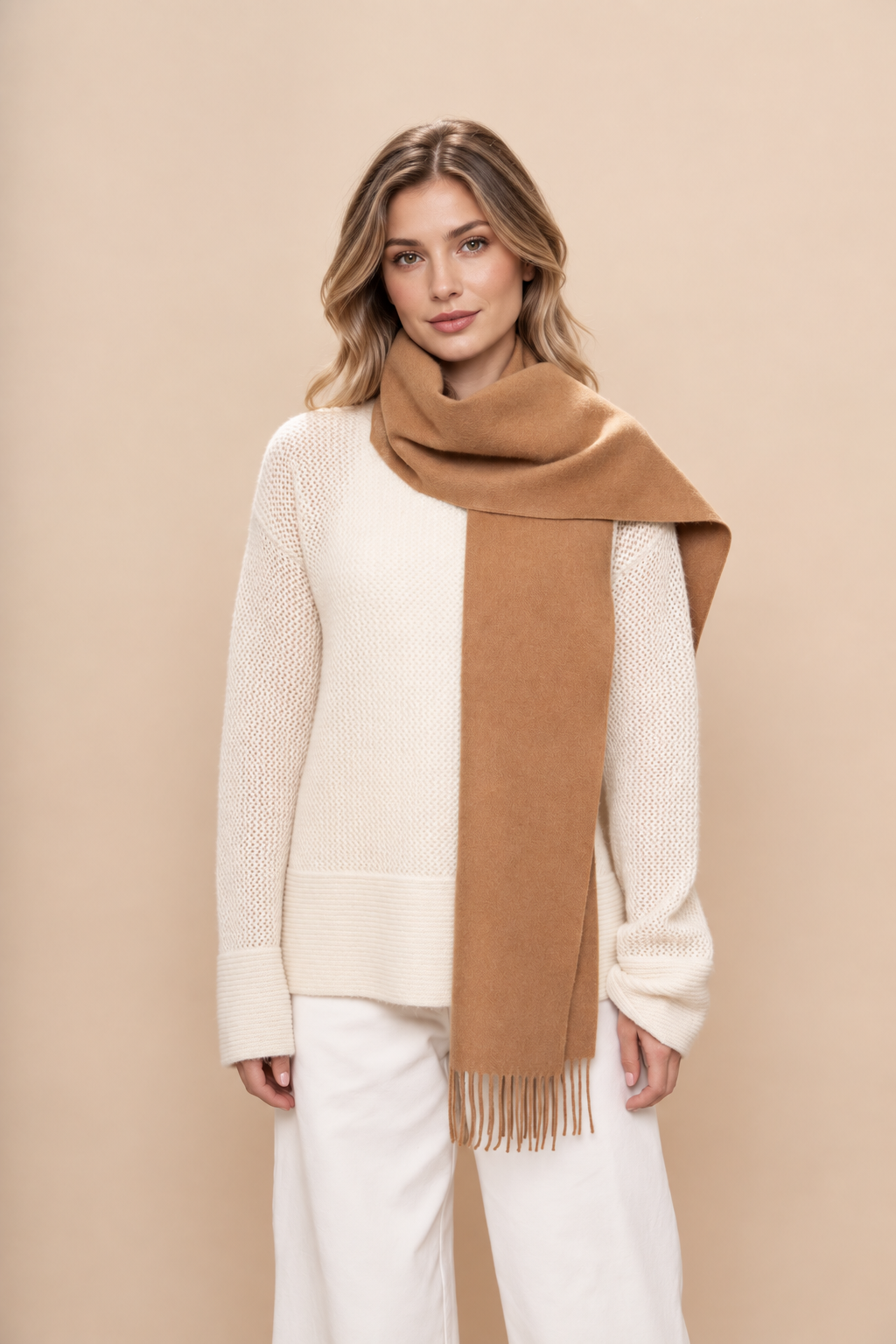 100 % Baby Alpaca Scarf - Camel