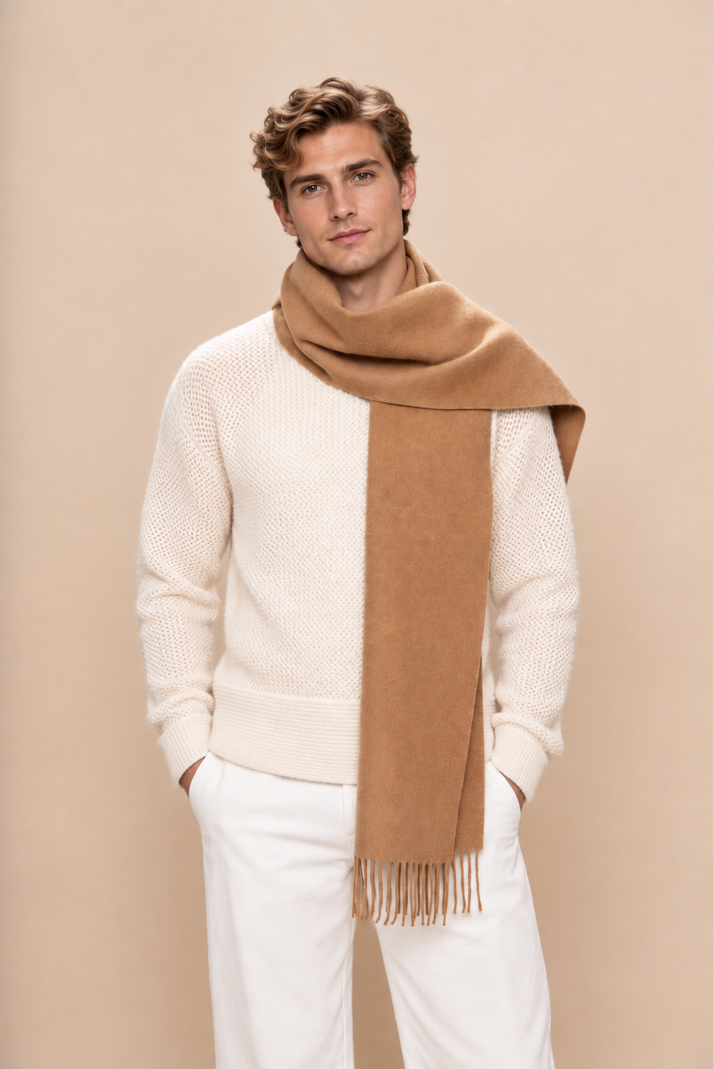 100 % Baby Alpaca Scarf - Camel